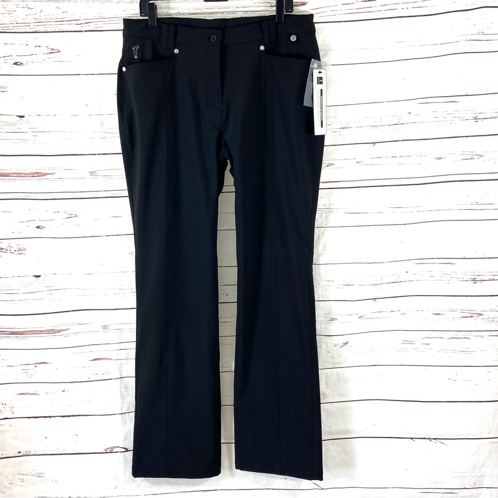 Golfino Pants Women’s 16 Black‎ Straight Leg Stretch Golf Trouser Regular Fit .